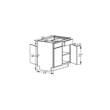 Peninsula Base Cabinet - Double Door 24''