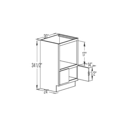 Microwave Base Cabinet - Butt Door Extended Opening 24''