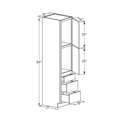 Linen Tall Cabinet - Single Door 21''