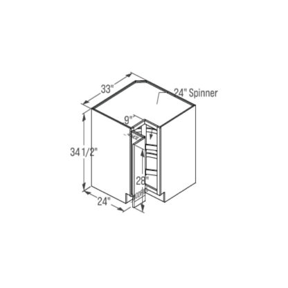 Lazy Suzan Base Cabinet - Full Height Double Door 24''