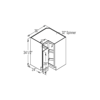 Lazy Suzan Base Cabinet - Full Height Double Door 24''