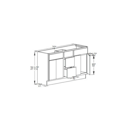 Vanity 2 Sink Base Cabinet - Single Door 21''