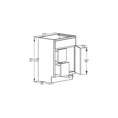 Vanity 2 Drawer Base Cabinet - Single Door 18''