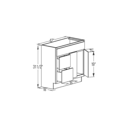 Vanity 2 Drawer Base Cabinet - Butt Door 18''